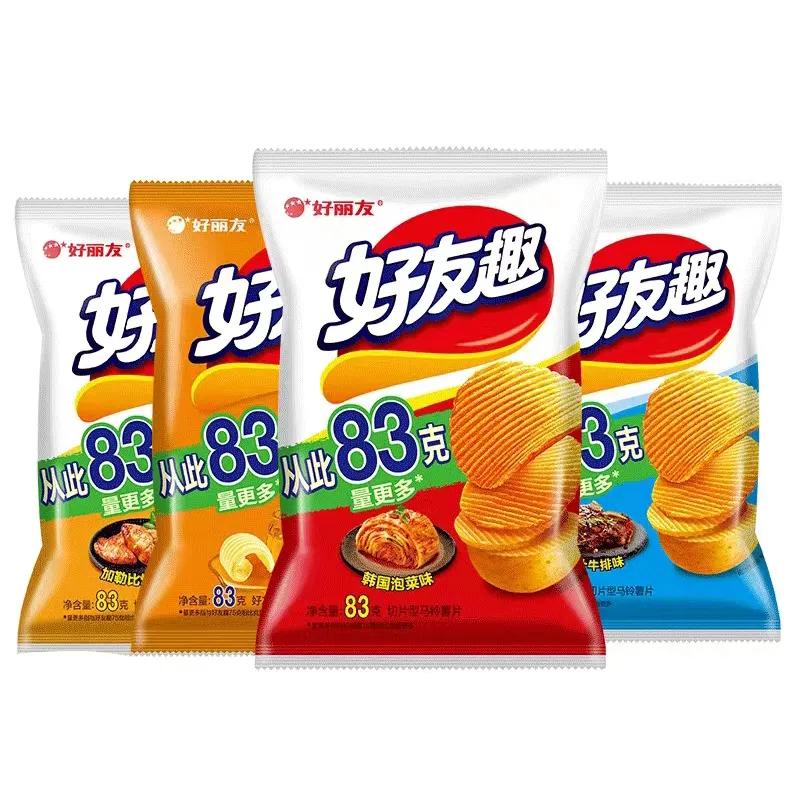 Kimchi Flavor83g terlaris kentang makanan ringan sayuran kering keripik kentang makanan ringan buah & sayuran