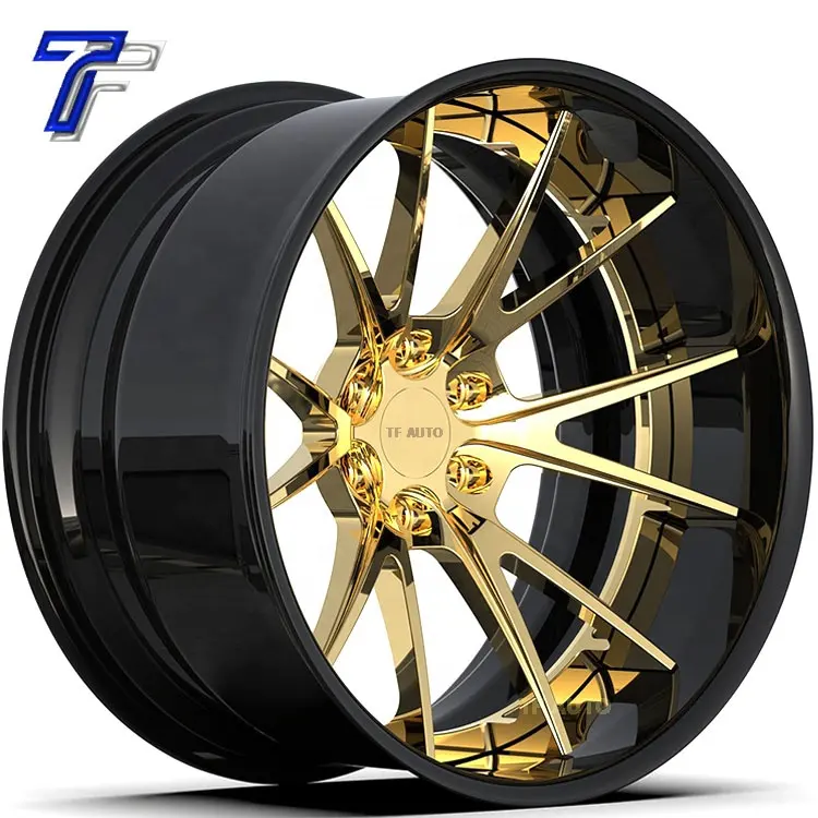 Profondo piatto concavo oro cromato 22 pollici forgiato cerchi auto 5x114.3 per GTR