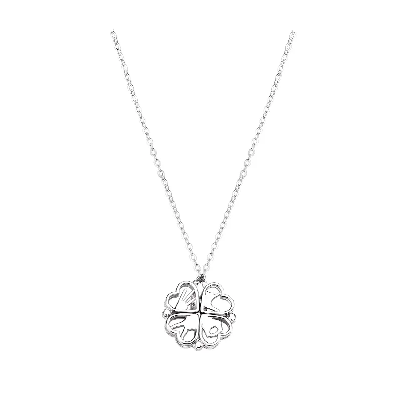 Personalizzato di alta qualità due modi per indossare collana con ciondolo girocollo in argento Sterling 925 con quattro cuori d'amore