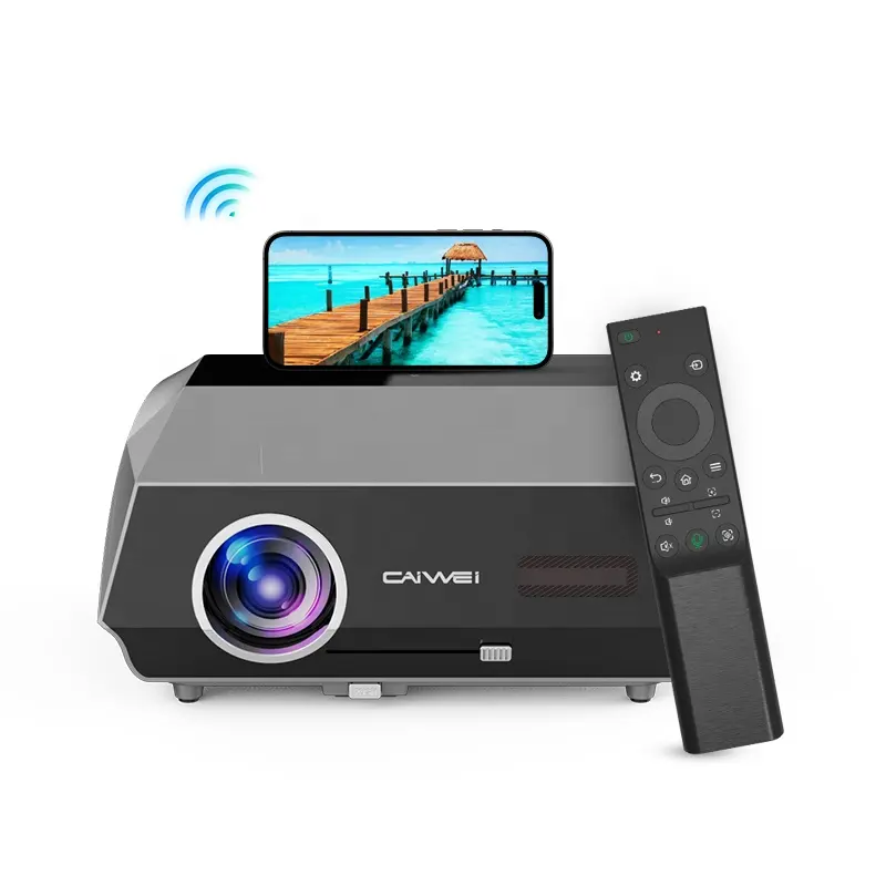 Caiwei A10Q Profissional 1080p Nativo Hd Wifi Beamer Sem Fio Inteligente Autofoco Em Casa Interior Cinema Vídeo Filme 4k Mini Projetor