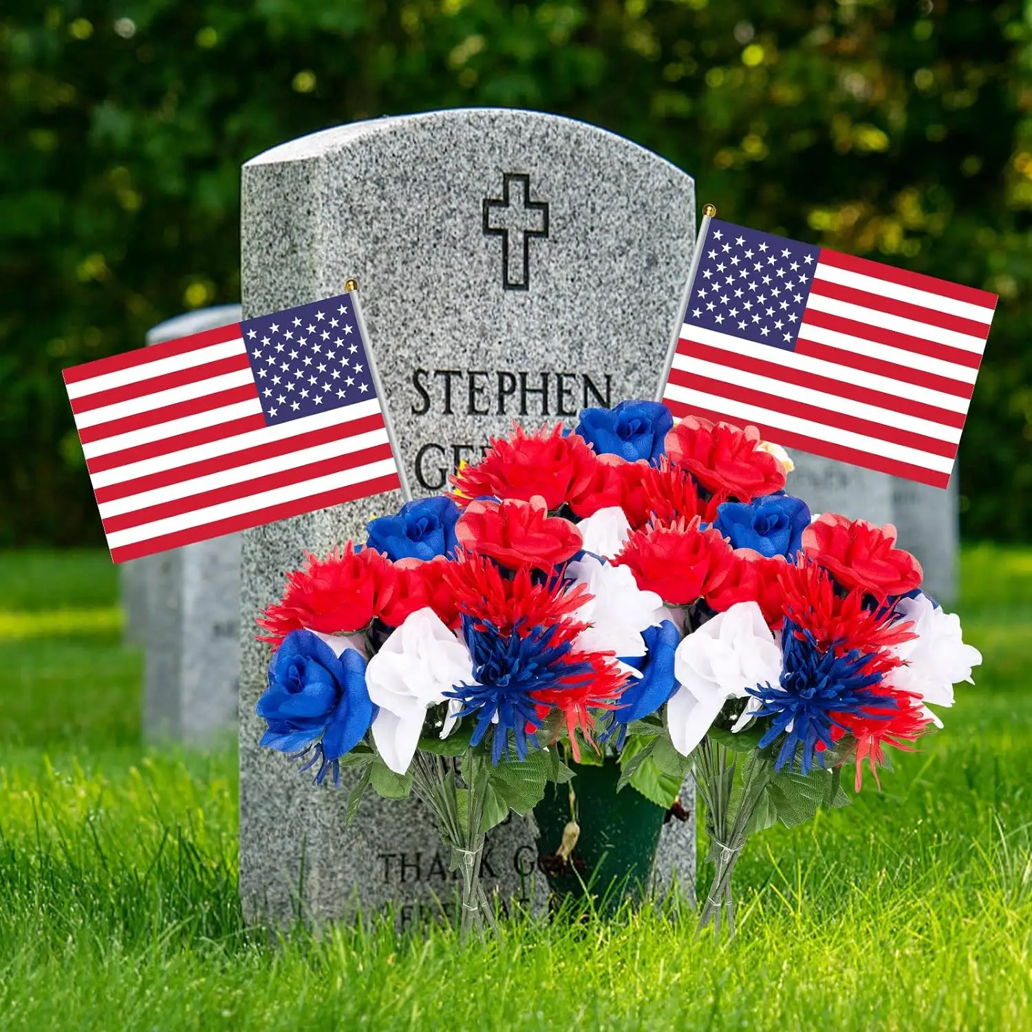 Outdoors Artificial Flowers For Cemetery Decorations Grave Memorial Sympathy Flowers Bouquet