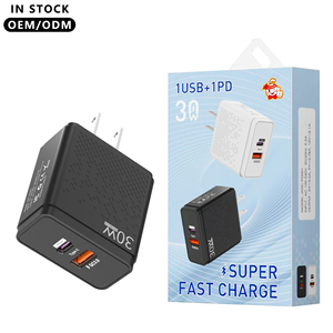 Wholesale US/EU/UK 30W Fast Charger QC3.0 USB C Quick Wall Charger Dual Port Type C USB Fast Charger for IPhone/Huawei/<strong>Sumsang</strong> - Product Image 1