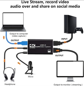 4K HDMI USB 3.0音频视频采集卡，用于游戏流媒体直播视频录制支持PS 4盒摄像机等 - Product Image 6