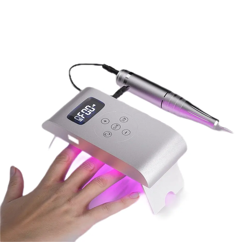 Perceuse à ongles électrique 2 en 1 rechargeable par USB 35000RPM Mini Portal 6W Lampe à ongles à LED UV Séchoir à ongles Machine multifonctionnelle