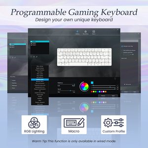 Teclado mecánico inalámbrico para juegos 60% RGB 61 teclas con base de metal 2,4G/Tipo-C/Bluetooth Perfil bajo Idioma inglés