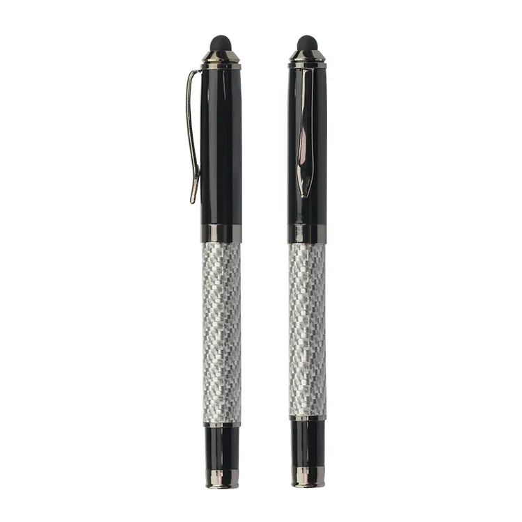 Caneta Metal promocional com caneta Stylus Roller com logotipo personalizado Boa qualidade Caneta stylus de fibra de carbono