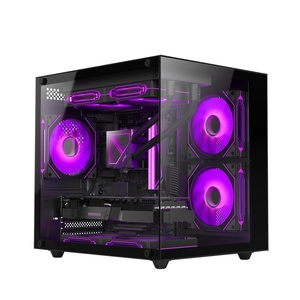 Chasis de PC de computadora de Torre media de alta calidad, carcasa de PC de vidrio templado de dos lados para juegos, gabinete de torre de juegos MATX para computadora Gamer - Product Image 1