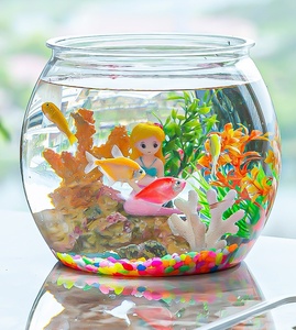 Usmilepet Bát cá nhựa bán chạy nhất bể cá nhỏ để bàn bể cá nhỏ bể tròn chai sáng tạo để trang trí văn phòng tại nhà - Product Image 4