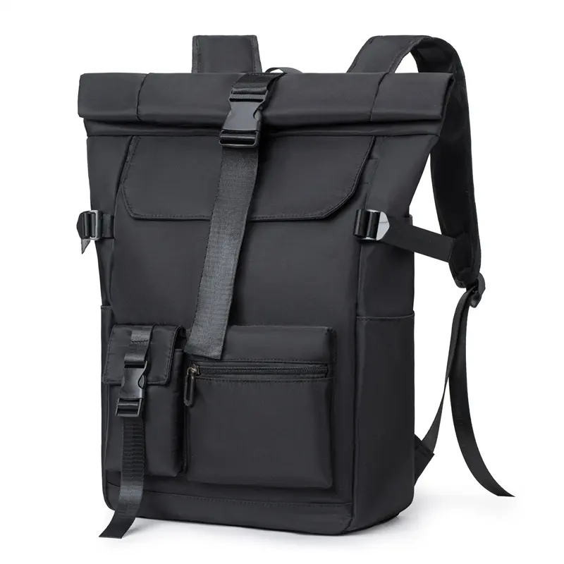Haute qualité 17 pouces personnalisé Simple étanche Roll Top sac à dos voyage d'affaires sac à dos pour ordinateur portable pour hommes