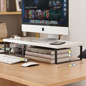 Supporto di Base per Monitor per Computer Desktop in legno con finitura in metallo mensola per aumentare l'utilizzo della tastiera da scrivania per la casa - Product Image 6