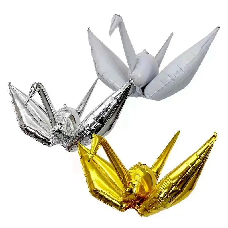 Wedding Decoration Party Supplies Gold 4D Helium Foil Bird Globos Origami Crane Mobile Balloons for Birthday Back to School Kit