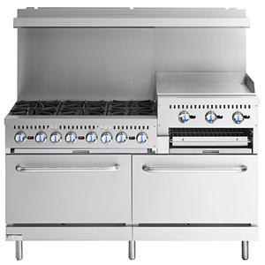 Multi-functional Good Quality 60 Inch 6 Burner <strong>Gas</strong> Range with 24 Inch Griddle Double <strong>Ovens</strong> Commercial <strong>Gas</strong> Range - Product Image 1