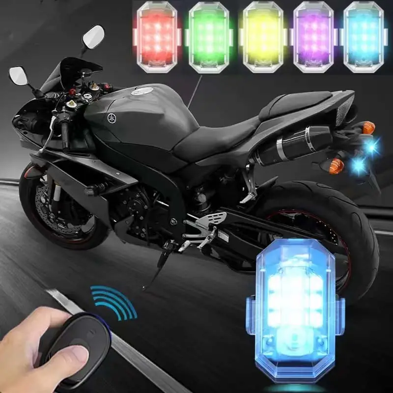ไฟเตือน LED ควบคุมระยะไกลไร้สาย RGB สำหรับรถจักรยานยนต์รถจักรยาน RC Drone Flash position Lamp