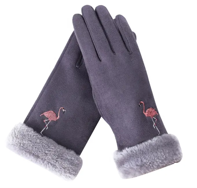 Flamingo de invierno de las mujeres de guantes de