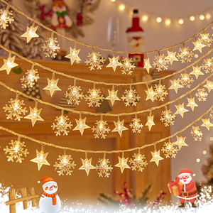 Indoor Battery-Operated LED Snowflake Light <strong>String</strong> Christmas Tree Scene Decorative Lights for <strong>Create</strong> Snowy Atmosphere - Product Image 5