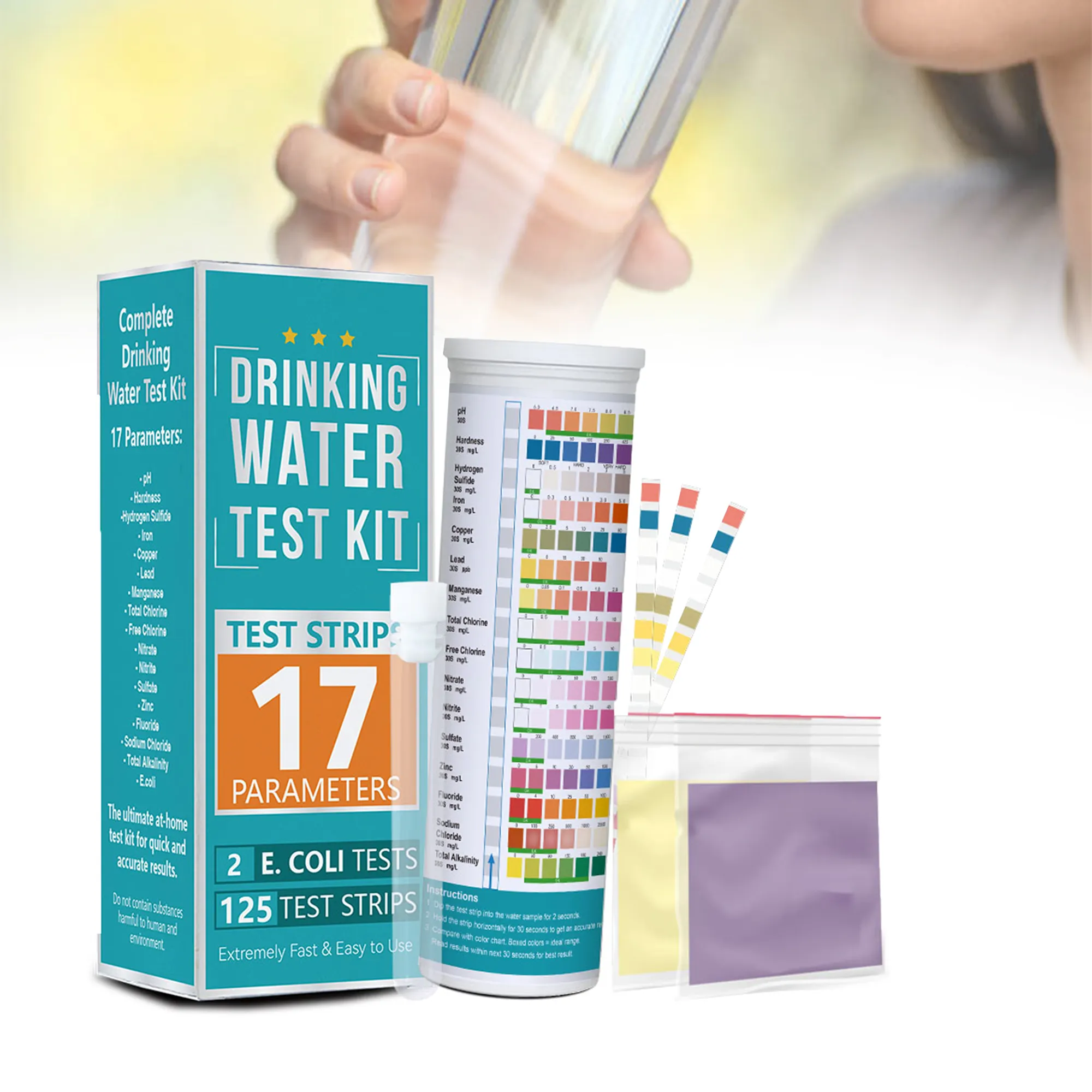 Kit de prueba de agua potable fácil y simple y Kit de prueba de agua de pozo Parámetro personalizado 17/20/21 Artículos de prueba