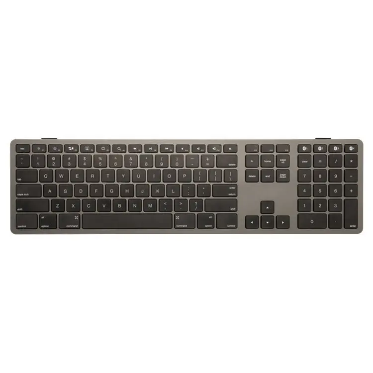 Precio al por mayor Cuatro canales Bluetooth Teclado inalámbrico Teclado de tamaño completo Teclado de aluminio para computadora, escritorio, PC, computadora portátil