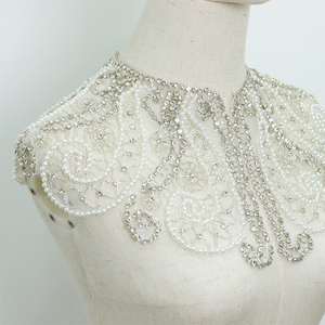 Hoge Kwaliteit Handgemaakte Kralen Parel Geborduurde Jurk Applique Naai-On Strass Voor Bruiden - Product Image 3