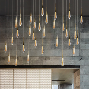 Kristal Led kolye yatak odası lambaları yemek odası Bar su damlası avize merdiven iç dekorasyon asılı lambalar