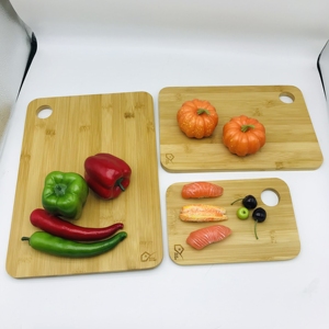 厨房用竹菜板套装3个木制熟食店奶酪板耐用的3层结构木砧板 - Product Image 5