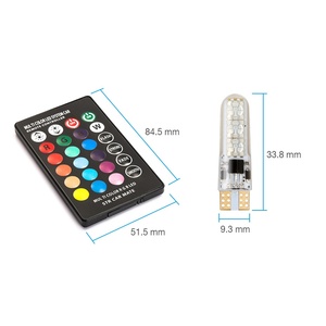 หลอดไฟ LED RGB ซิลิโคน12V สำหรับรถยนต์ T10 W5W 194 168 5050 6SMD 2ชิ้นพร้อมรีโมทคอนโทรลไฟอ่านหนังสือหลอดไฟลิ่มใบอนุญาต - Product Image 3