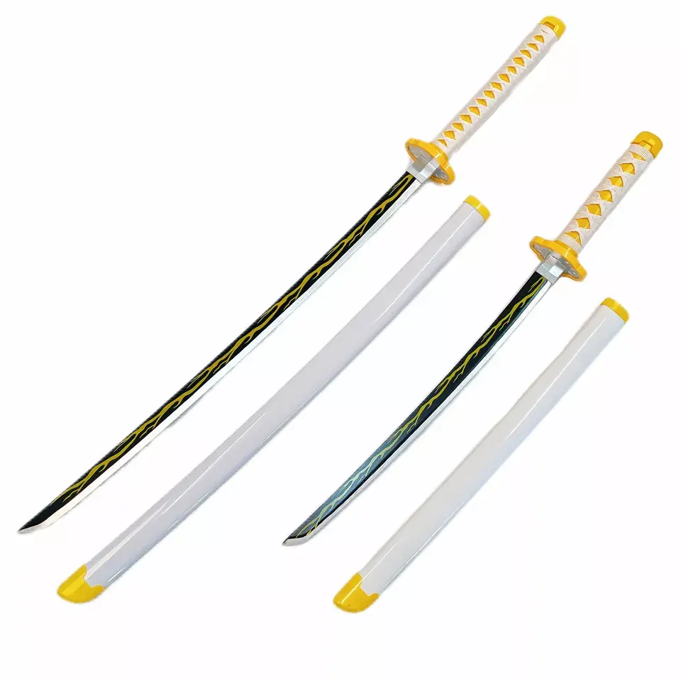 Espada samurái japonesa, accesorios de Cosplay, Katana, demonio asesino, Anime, juguetes medievales con mango de madera