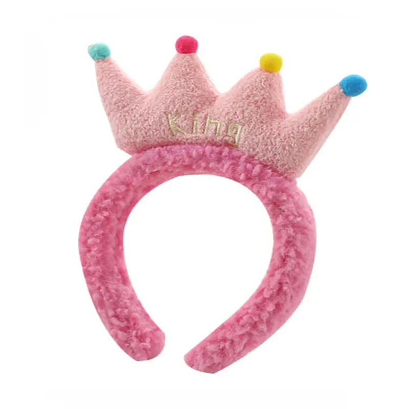 Suave y esponjoso colorido rey corona diadema lindo divertido cabeza desgaste elegante vestido de pelo para lavado de cara Spa