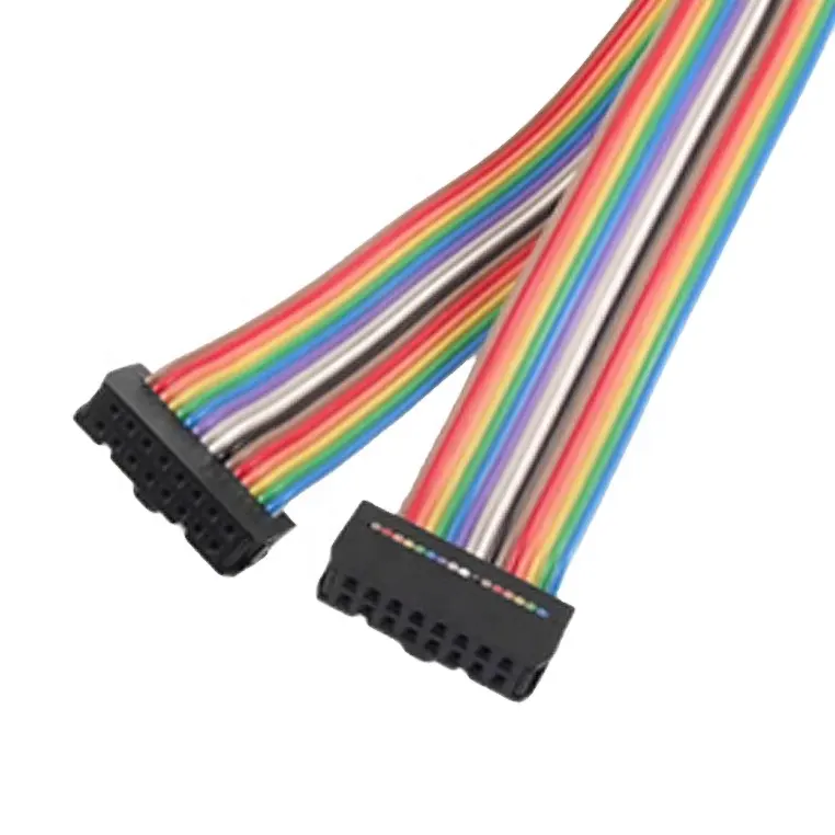 2.54mm Pitch 2*8 Pin 16 Pin Female to Female IDC Connector Rainbow Color Ribbon Flat Cable