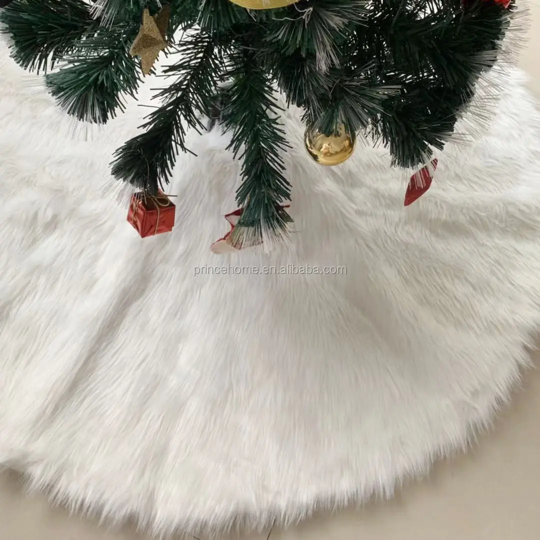 Falda de piel sintética promocional para árbol de Navidad, 24 pulgadas, árbol blanco nevado, para decoraciones de Navidad