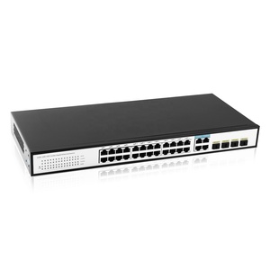ギガビット1Uラックマウント2444ギガイーサネットスイッチ4SFPコンボ4ギガビット1000Mbps最大30W48V出力OEM24PoEネットワークスイッチ - Product Image 1