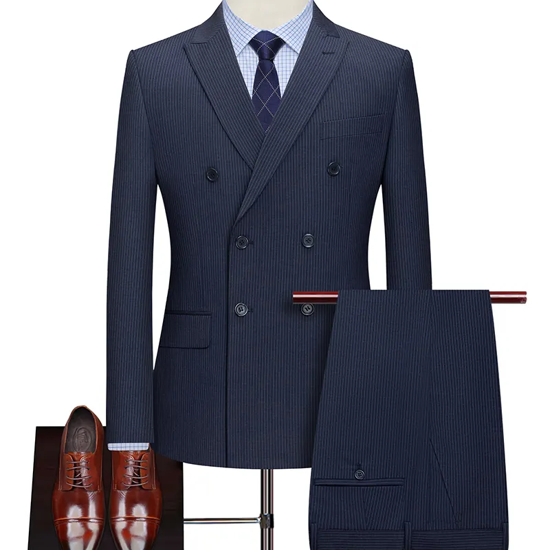 Set da due pezzi Stripe Business Suit abiti da uomo abiti da festa abiti da lavoro per ufficio abbigliamento da uomo blazer e pantaloni da uomo formali