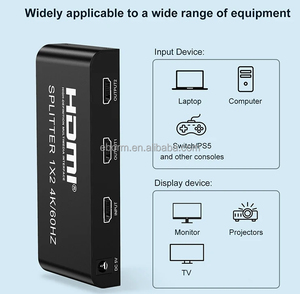 2 Ports <strong>HDMI</strong> 2.0 Splitter 1 in 2 Out HDCP 2.2 4K 60Hz 1080P Full HD HDR <strong>HDMI</strong> Splitter 2.0 1x2 for <strong>Dual</strong> Monitors Extended Display