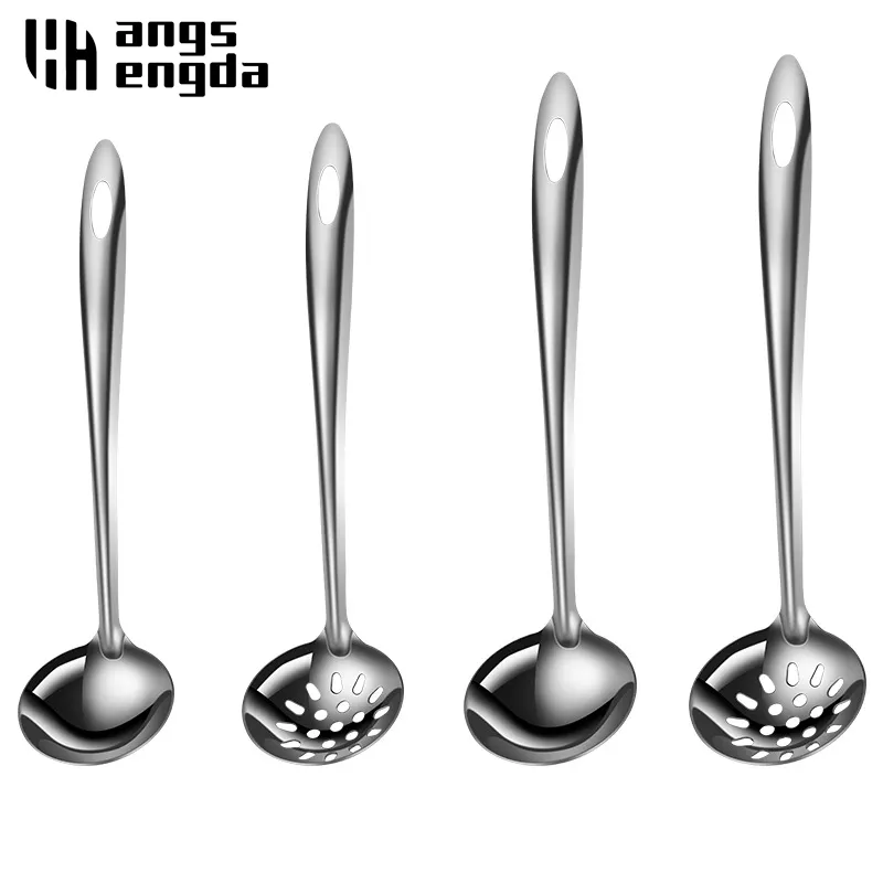 Wholesale Long Handle Soup Spoon Hot Pot Colander Strainer Spoon Tablespoons Portable Tableware Stainless Steel Filter Spoon