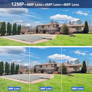 12MP 4G Lte Câmera de rede Três Lentes Três Tela AI Detectar 360 Ao Ar Livre Sem Fio Wifi 4G Segurança Cctv Câmera Sim Card