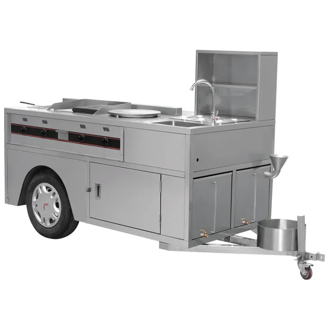 Carrelli per alimenti mobili in acciaio inossidabile all'ingrosso della fabbrica/camion per alimenti per friggitrice per Snack in Crepe personalizzati a Gas/chiosco per Fast Food per barbecue all'aperto