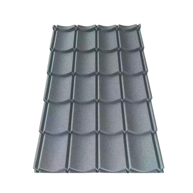 0.45mm 0.4mm warna Milano batu dilapisi logam ubin atap lembar bahan bangunan untuk rumah
