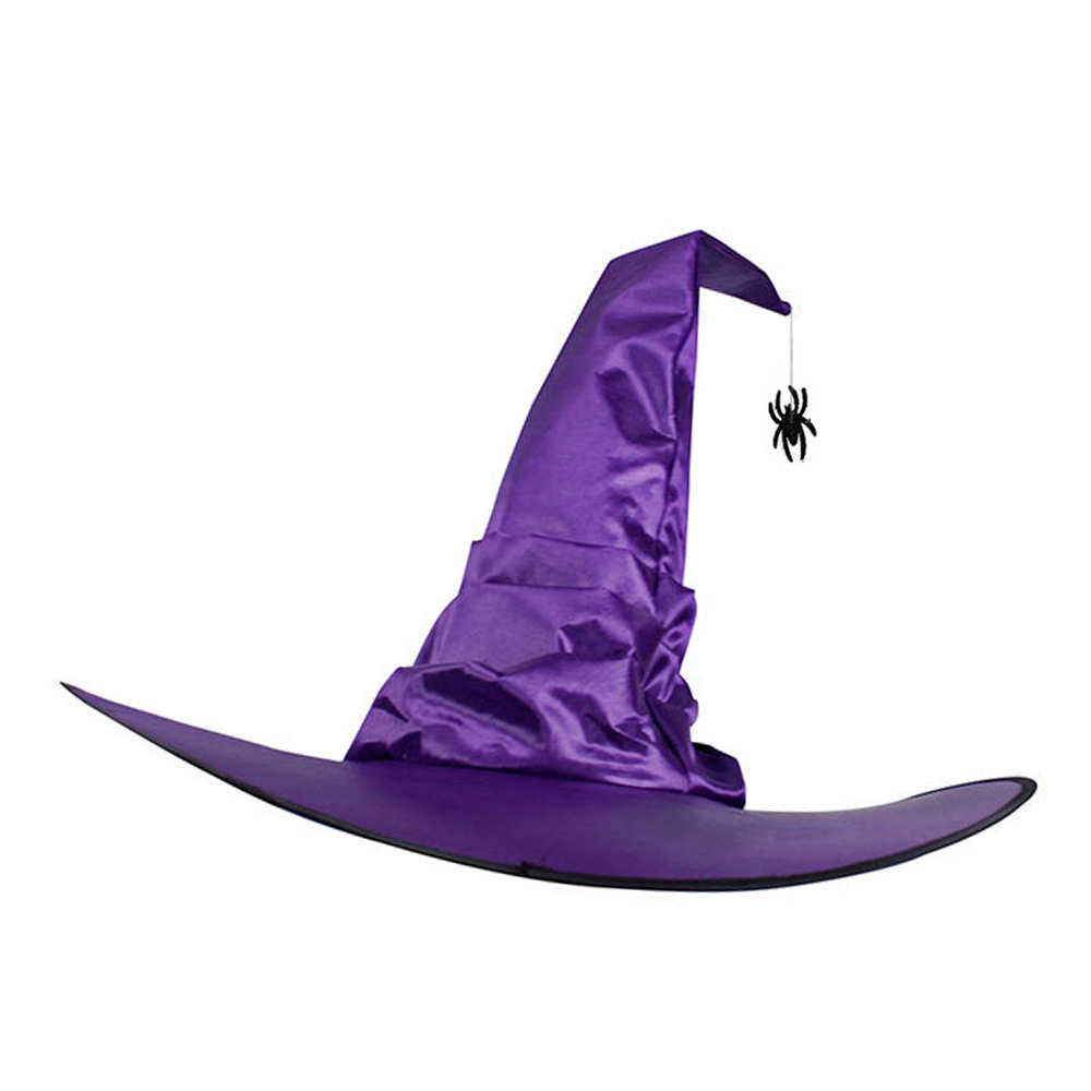 Chapeau plissé violet avec araignée