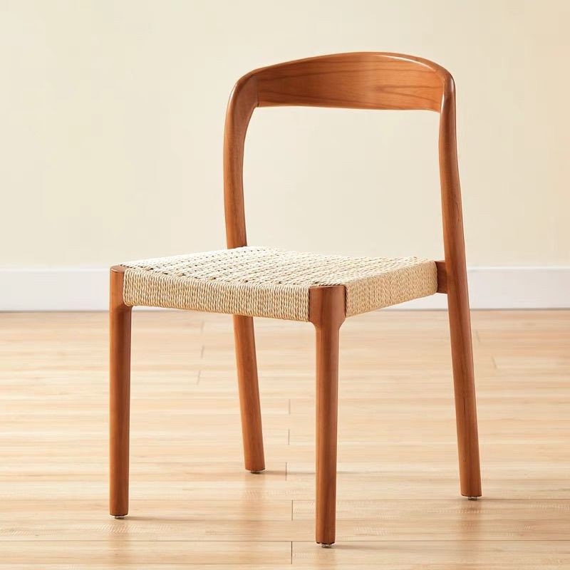 Coussin d'assise en corde tressée couleur bois de cerisier (bois d'hévéa)