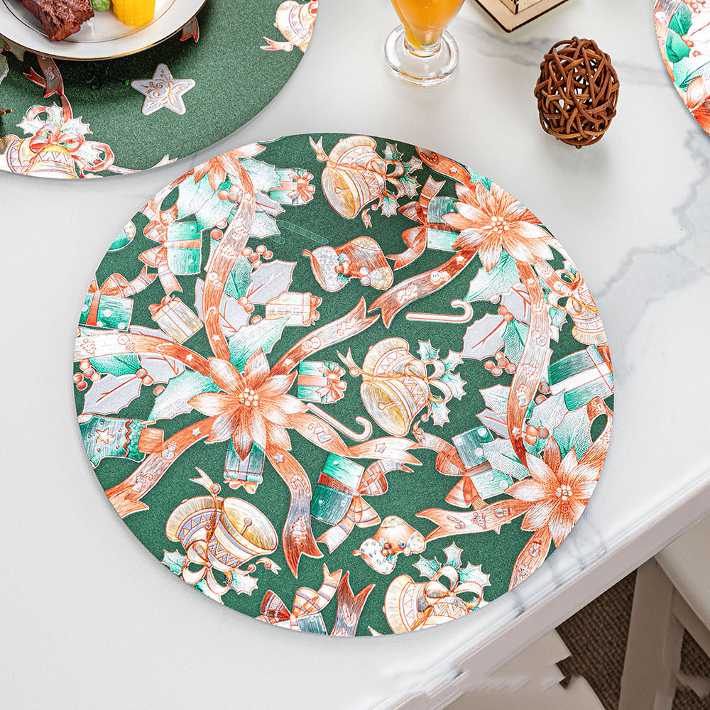 IUIU 45*30cm 6 pcs Set PVC American European Western Stylish Christmas Xmas Dining Placemats for Table