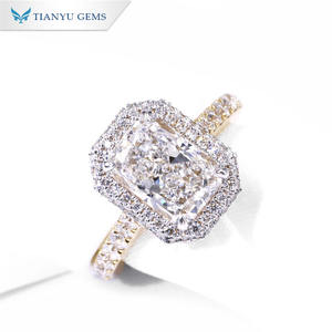 Tianyu Gems 3ctラディアントカットDVS1ラボダイヤモンドリングツートーンゴールド18k14k10kイエロー & ホワイトゴールド女性の結婚式の婚約指輪