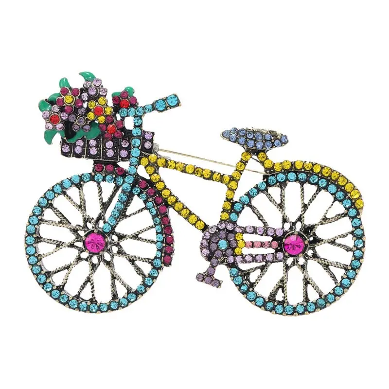 Spilla da bicicletta creativa con strass di cristallo Vintage moda donna uomo borsa per gioielli designer flower diamond spilla spille