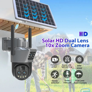 EseeCloud 10X Zoom 4G Sim Dual Lens Solar Powered Bullet Outdoor Three Lens PTZ Auto Tracking Wireless Wifi IP <strong>Cameras</strong> Security - Product Image 3