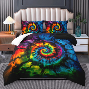 TIE DYE <span class=keywords><strong>Comforter</strong></span> Set <span class=keywords><strong>Batik</strong></span> watercolour psychedelic bedding Set Bohemian giường đặt cho trẻ em gái phụ nữ - Product Image 5