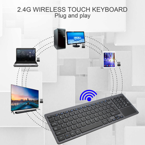 Artículos de teclado de ordenador inalámbrico de 2,4G de Venta caliente de negocios C202 teclado táctil estándar básico con panel táctil incorporado - Product Image 4