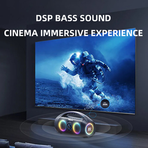 Altavoz portátil inalámbrico, sistema estéreo con LED RGB intermitente, cilíndrico, recargable, 120W - Product Image 5