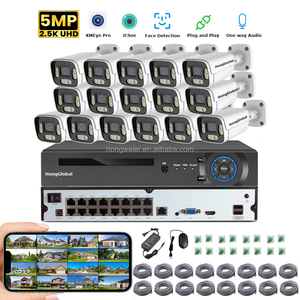 HongGlobal 5MP IP Network Video Recorder POE Outdoor Home Wireless 16 Channel NVR Cámara Kit Surveil Security CCTV Camera System - Product Image 1