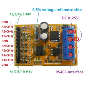 R4AVA07 Colector analógico de voltaje RS485 de 7 canales ADC Modbus RTU 03 06 Código de función