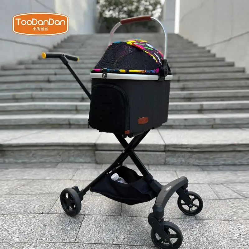 Outdoor Pet Cart Hund Katzen träger Mehrfarbige abnehmbare Auto tasche 4-Räder Ein-Schlüssel Klappbarer Kinderwagen Coche de Perro