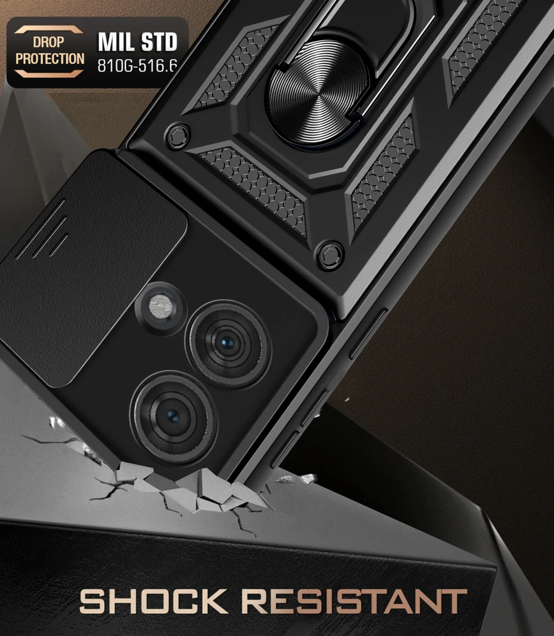Fábrica Atacado Slide câmera proteção magnética Kickstand Shockproof Phone Case Para motorola borda 40 neo