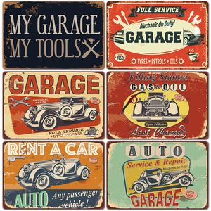 DAD'S GARAGEメタルサインマイガレージマイルールヴィンテージメタルポスターマンケーブカー修理壁の装飾レトロオイルガソリンティンサイン - Product Image 4